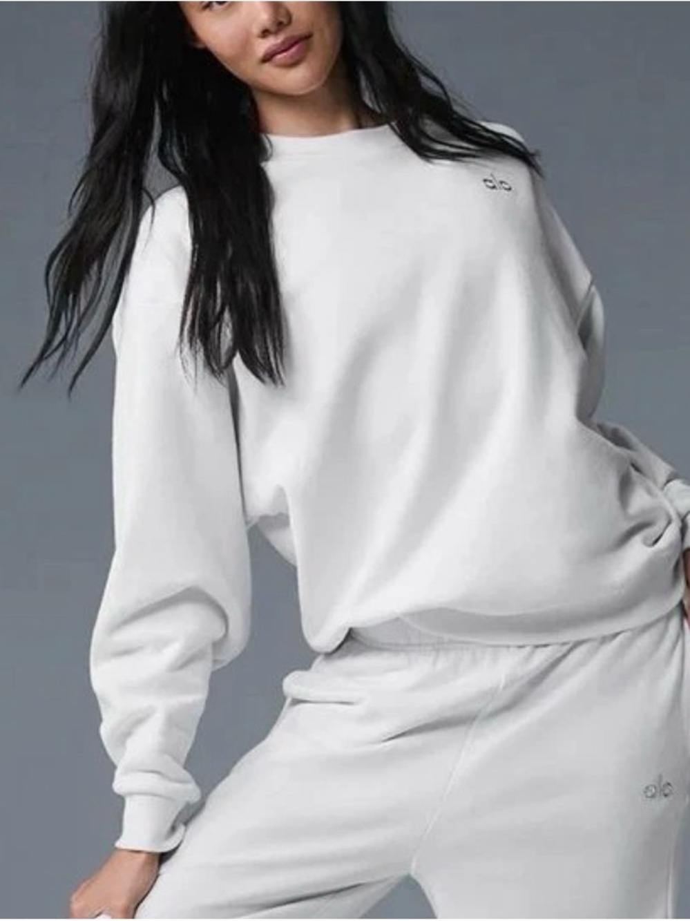 ALO Yoga Essentials Crewneck Sweatshirt in White Size XS - oversized